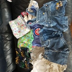 6 to 12 months boy name brand 5 shorts2 rompers 2 swim trunks socks shoes.Nike .